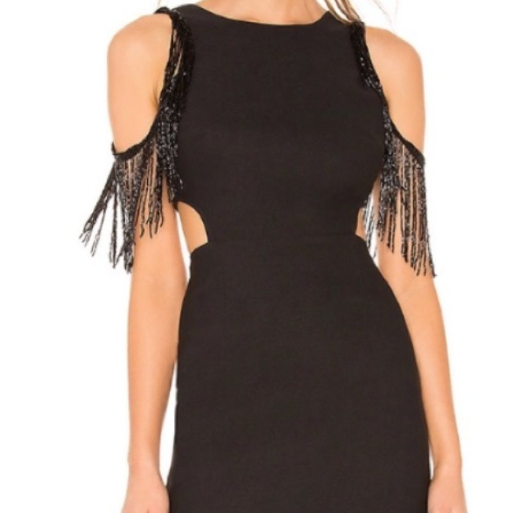 NBD x Naven Black Fringe Shoulder Mini Dress - XS